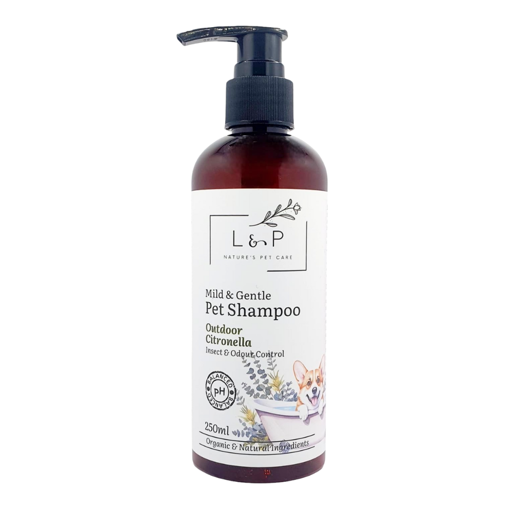 Mild & Gentle Pet Shampoo, Outdoor Citronella, Insect, Odour Control, L&P Organic and Natural