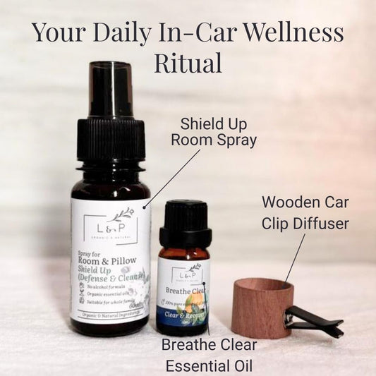 Aromatherapy Wooden Car Diffuser Set, L&P Organic and Natural