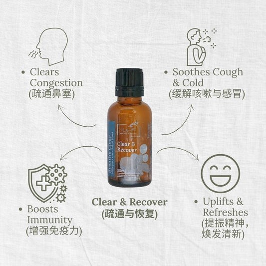 Organic Essential Oil Blend, Breathe Clear, Clear, Recover, L&P Organic and Natural