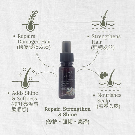 Hair & Scalp Treatment Tonic Spray, 60ml, Shine, Repair, Strengthen, L&P Organic and Natural