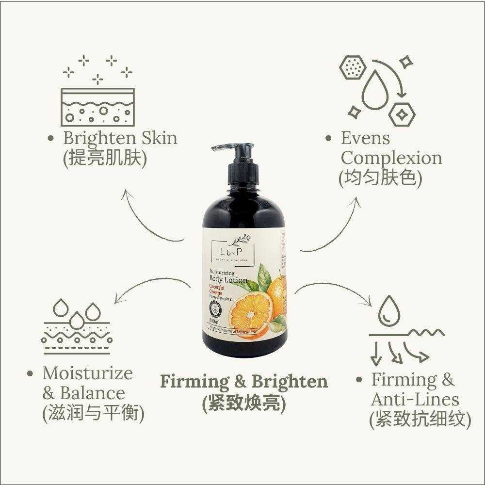 Moisturizing Body Lotion, Cheerful Orange, Brighten, Plump, L&P Organic and Natural