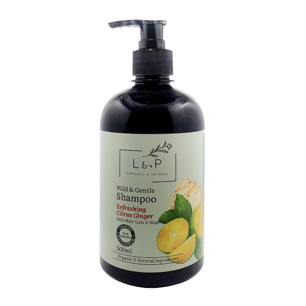 Mild & Gentle Shampoo, Refreshing Citrus Ginger, L&P Organic and Natural