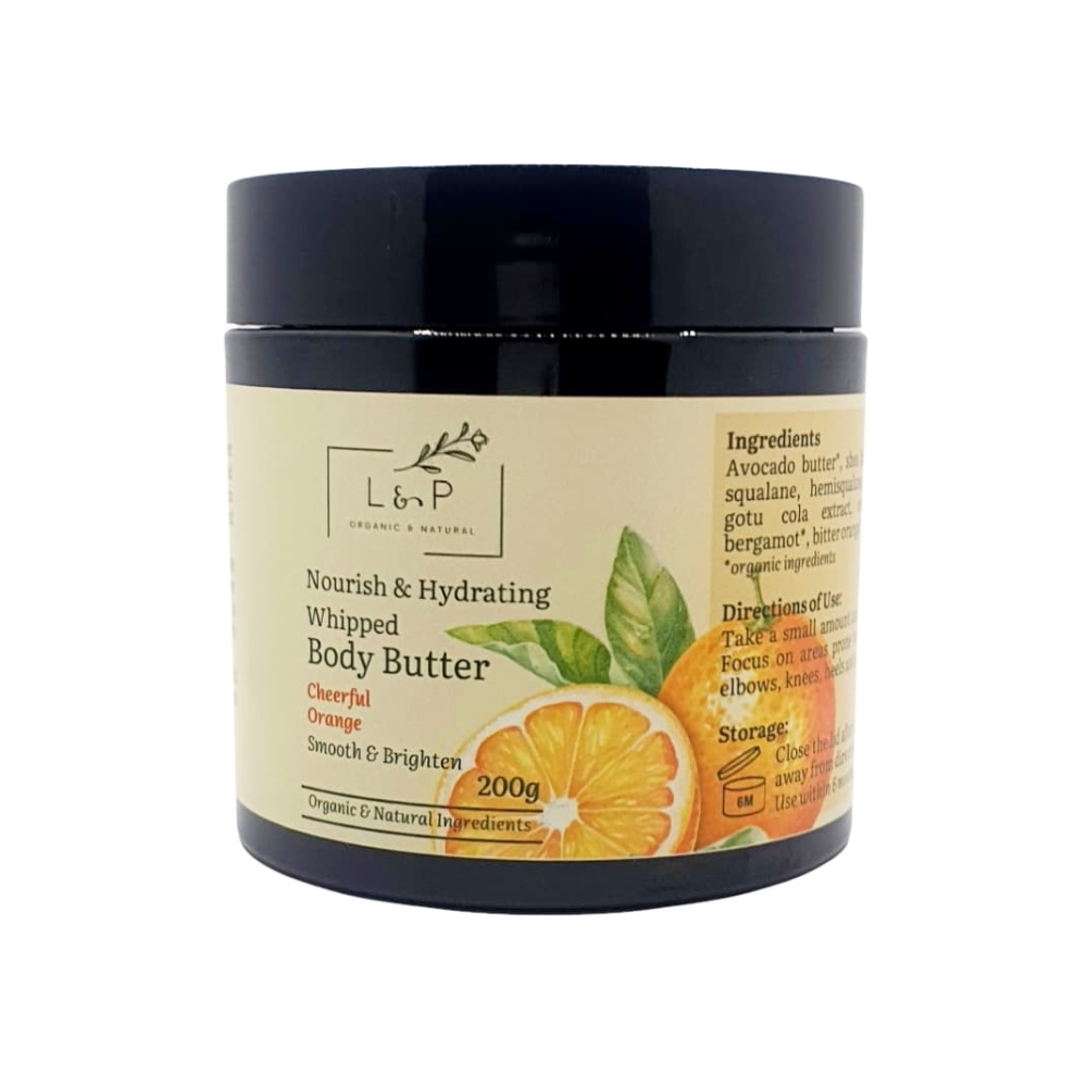 Nourish & Hydrating Whipped Body Butter, Cheerful Orange, L&P Organic and Natural