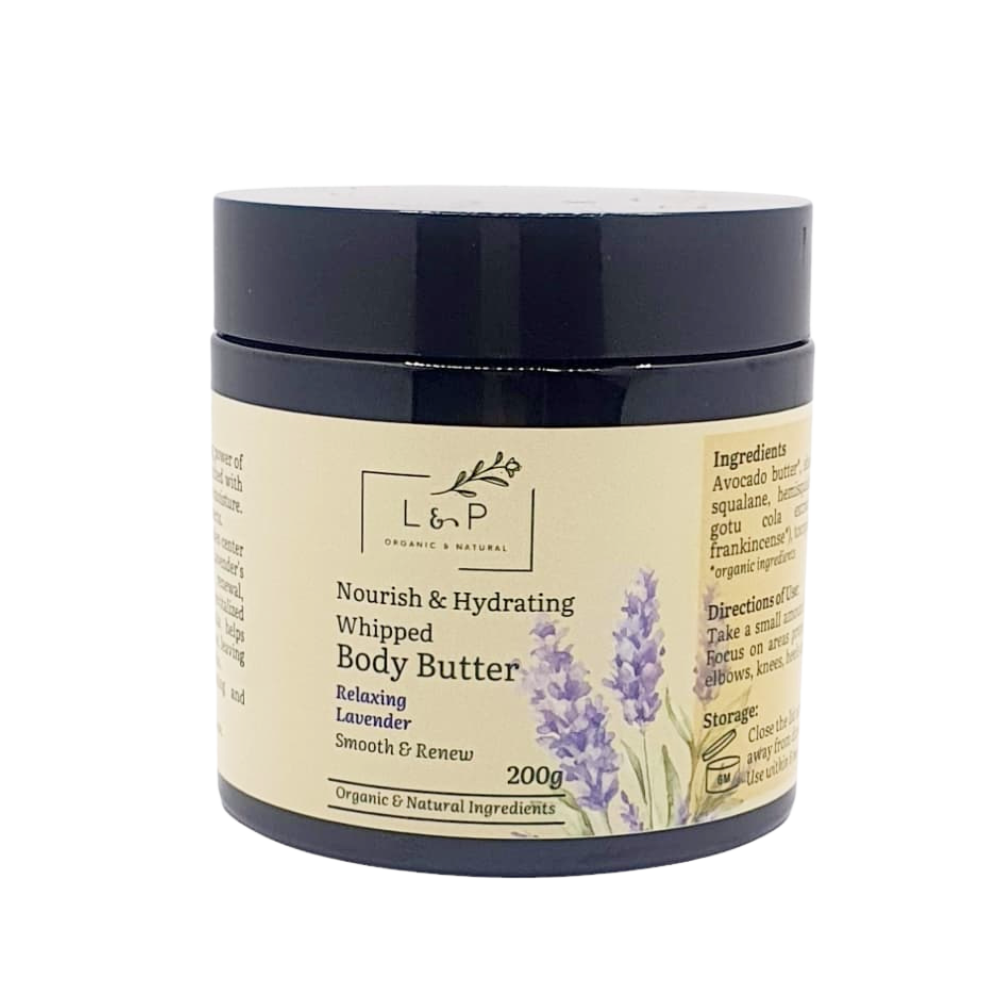 Nourish & Hydrating Whipped Body Butter, Relaxing Lavender, L&P Organic and Natural