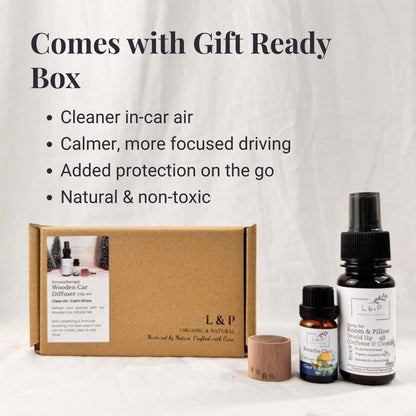 Aromatherapy Wooden Car Diffuser Set, L&P Organic and Natural