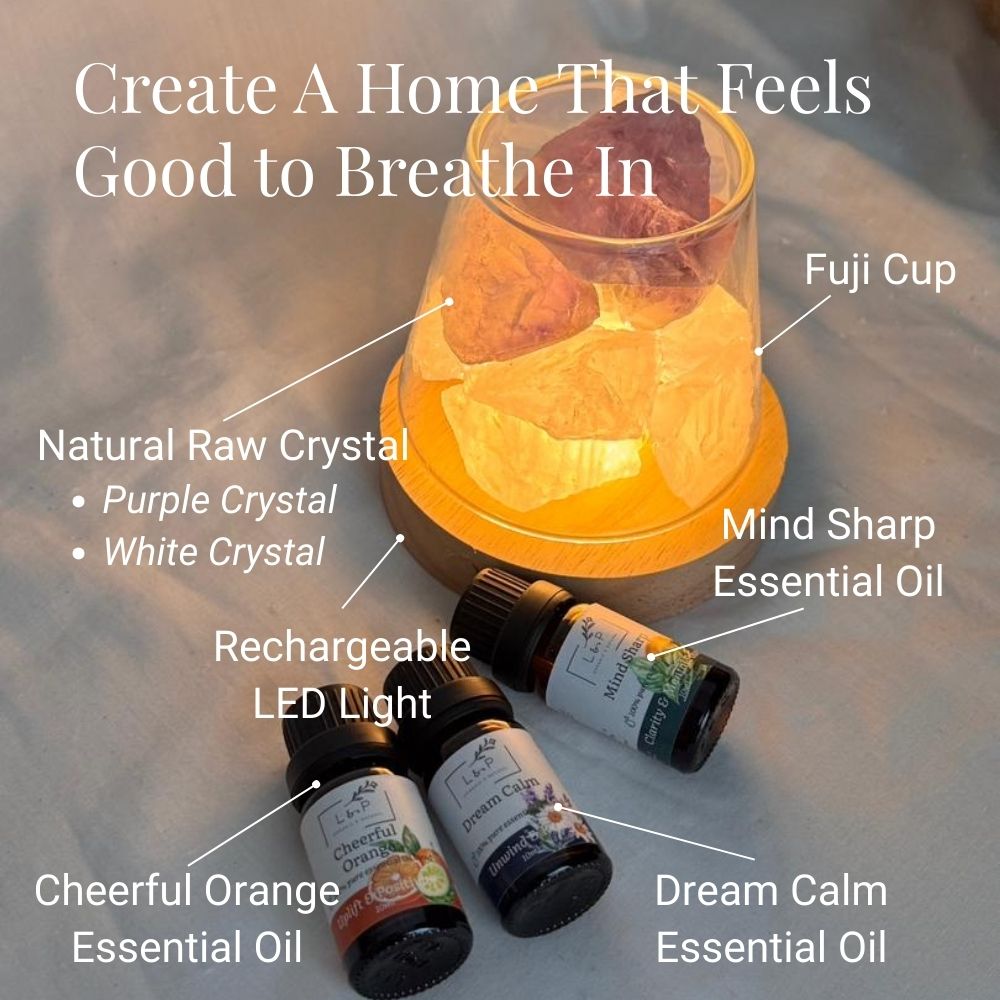 Aromatherapy Family Harmony Crystal Diffuser Set, L&P Organic and Natural