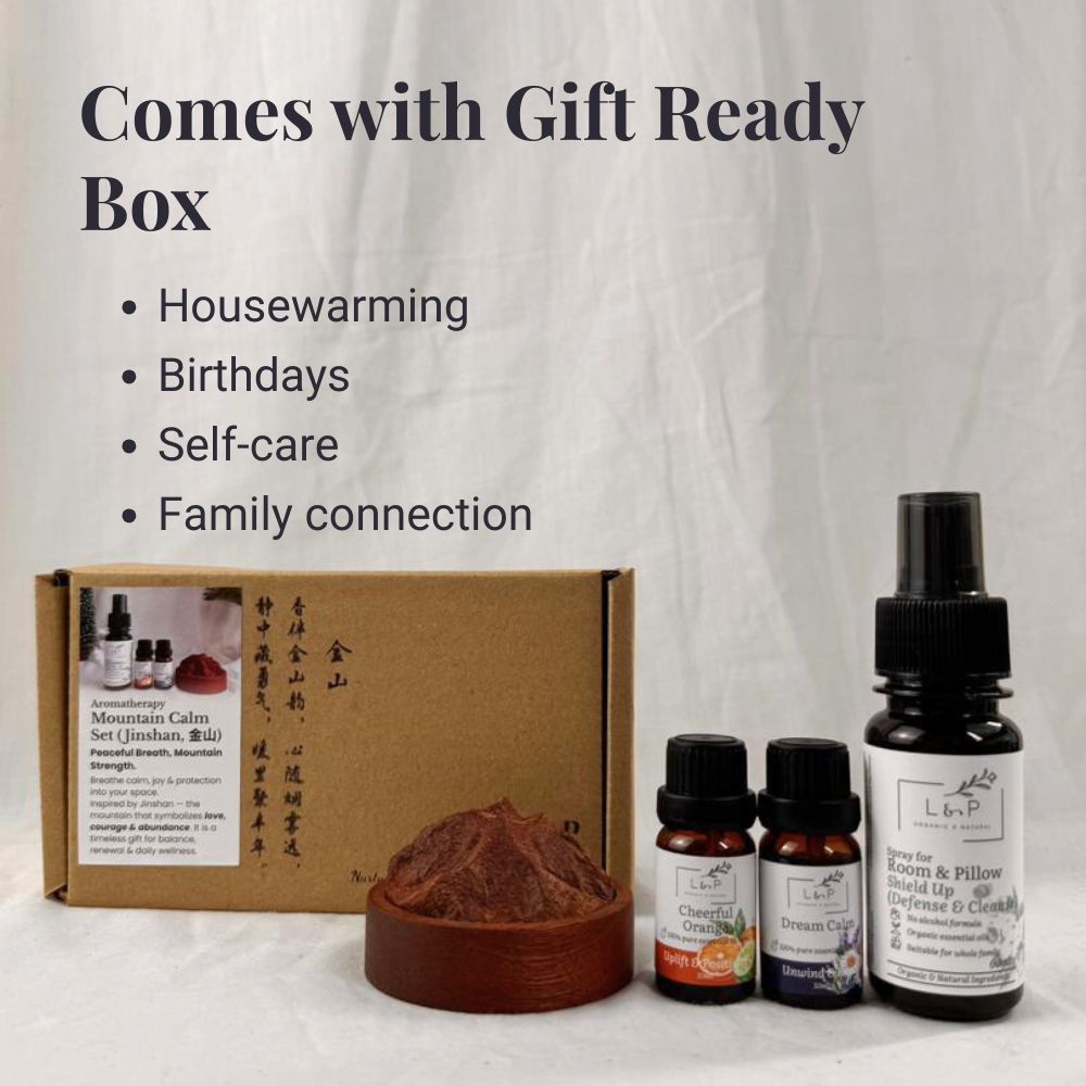 Aromatherapy Wooden Mountain Calm (Jinshan) Diffuser Set, L&P Organic and Natural