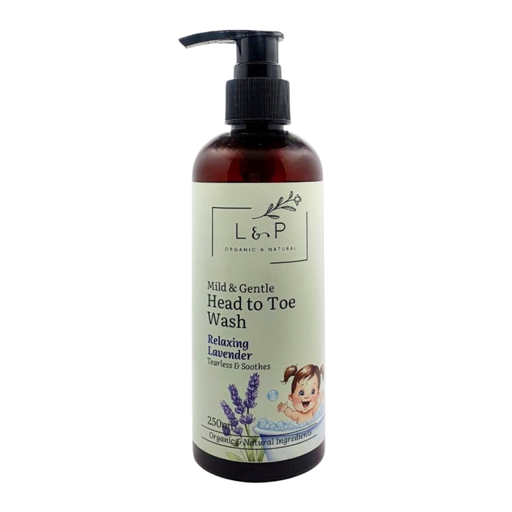 Mild & Gentle Head to Toe Wash, Relaxing Lavender, Soothe, Tearless, L&P Organic and Natural