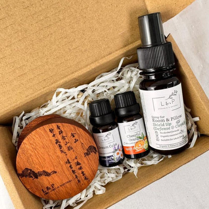 Aromatherapy Wooden Mountain Calm (Jinshan) Diffuser Set, L&P Organic and Natural