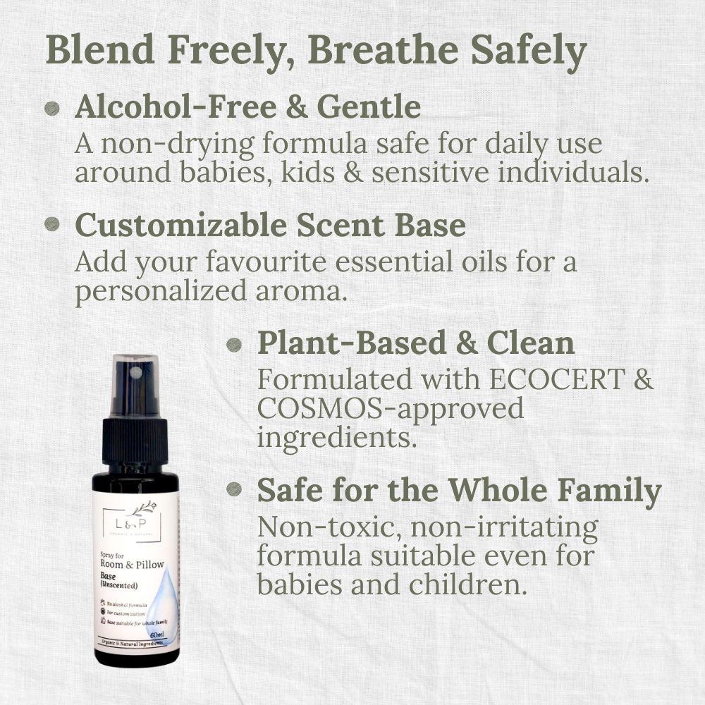 Room & Pillow Spray, Unscented Base, Unscented, Customizable, L&P Organic and Natural
