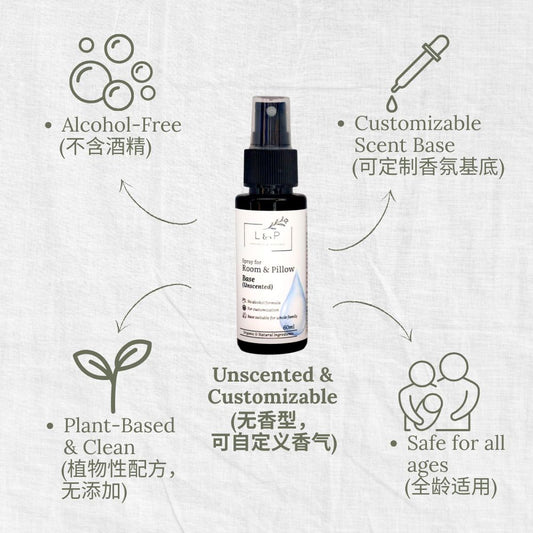 Room & Pillow Spray, Unscented Base, Unscented, Customizable, L&P Organic and Natural