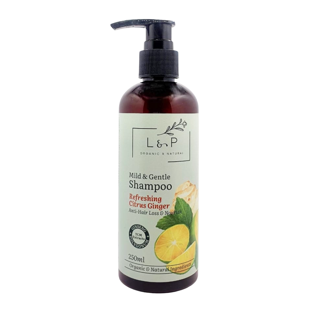 Mild & Gentle Shampoo, Refreshing Citrus Ginger, Anti-Hair Loss, Nourishing, L&P Organic and Natural