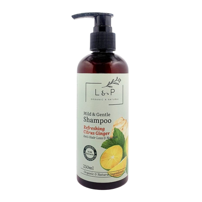 Mild & Gentle Shampoo, Refreshing Citrus Ginger, Anti-Hair Loss, Nourishing, L&P Organic and Natural