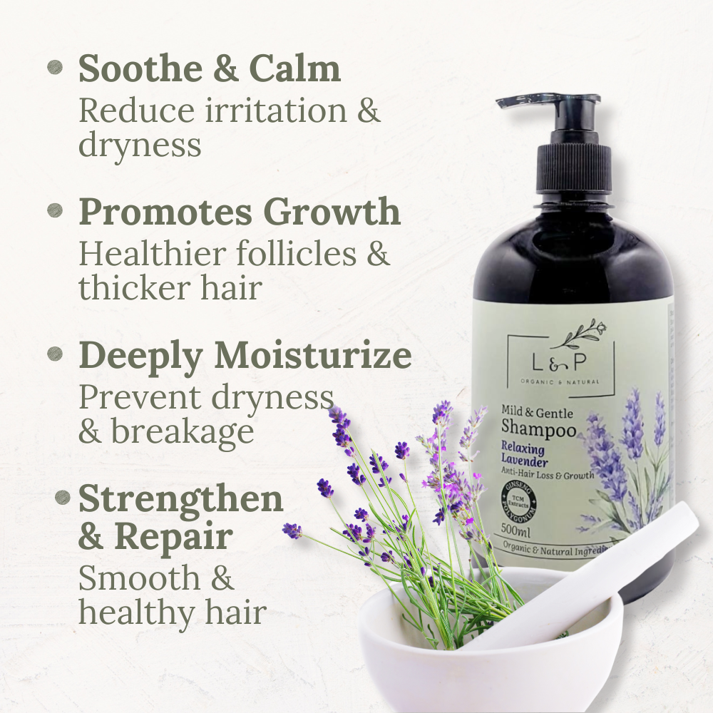 Mild & Gentle Shampoo, Lavender, Anti-Hair Loss, Growth, L&P Organic and Natural