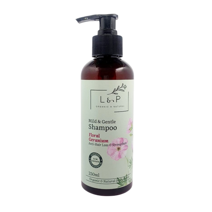 Mild & Gentle Shampoo, Geranium, Anti-Hair Loss, Strengthen, L&P Organic and Natural