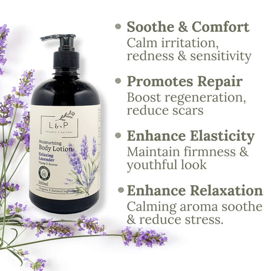 Moisturizing Body Lotion, Relaxing Lavender, Renew, Plump, L&P Organic and Natural