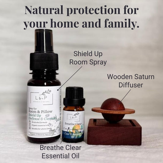 Aromatherapy Wooden Saturn Diffuser Set, L&P Organic and Natural