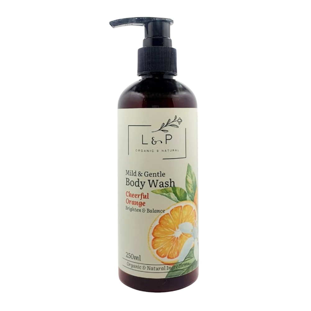 Mild & Gentle Body Wash, Cheerful Orange, Brighten, Radiance, L&P Organic and Natural