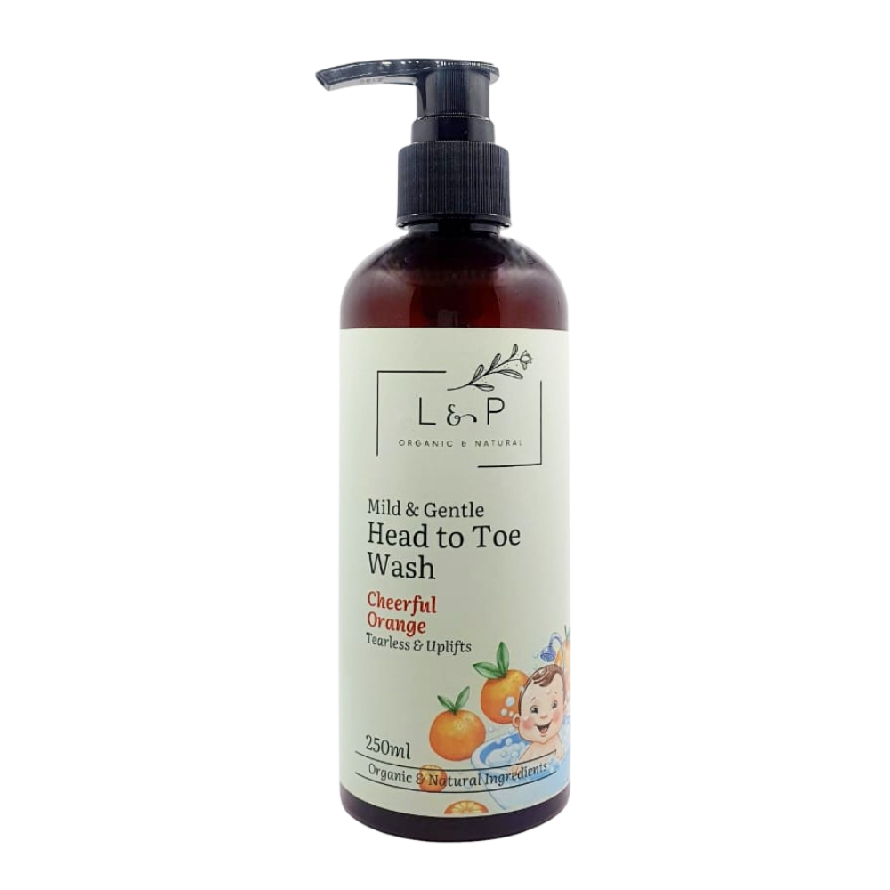 Mild & Gentle Head to Toe Wash, Cheerful Orange, Uplifts, Tearless, L&P Organic and Natural