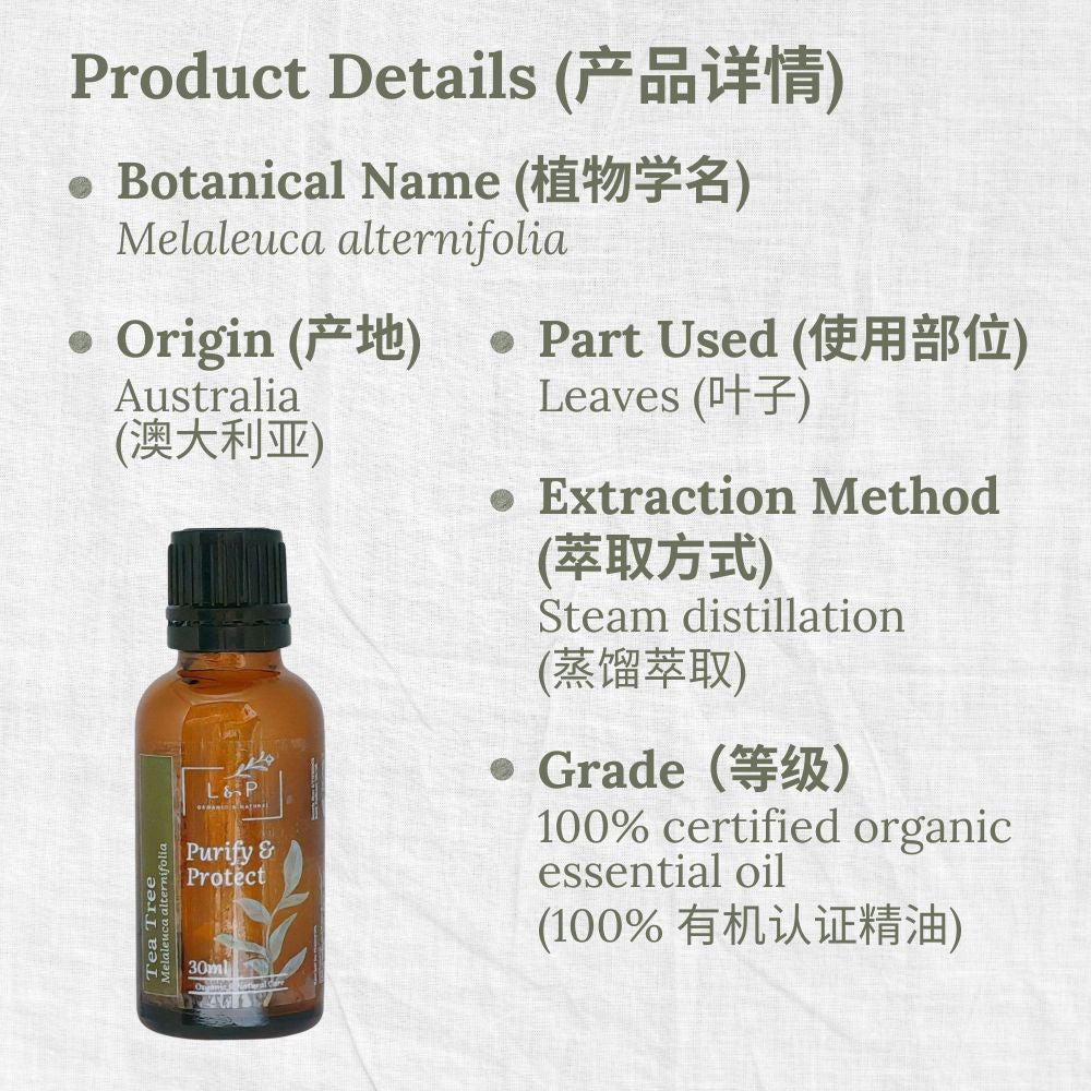 Organic Essential Oil, Tea Tree, Purify, Protect, L&P Organic and Natural