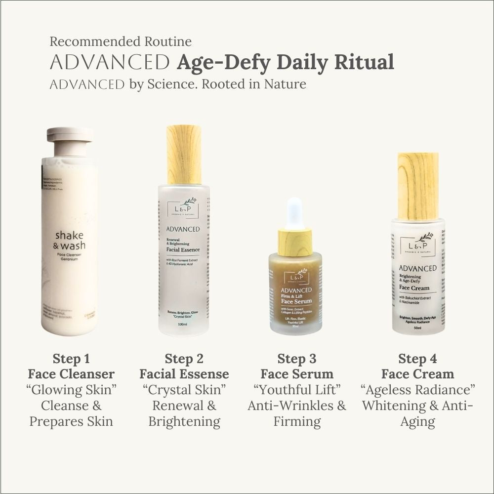 Advanced Renewal & Brightening Facial Essence, 100ml, Renew, Brighten, Glow, L&P Organic and Natural