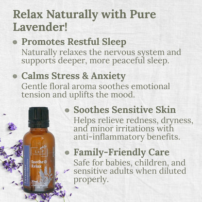 Organic Essential Oil, Lavender, Soothe, Relax, L&P Organic and Natural