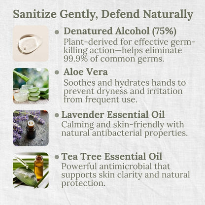 Moisturizing Hand Sanitizer, Lavender & Tea Tree, Anti-microbial, Moisturizing, L&P Organic and Natural