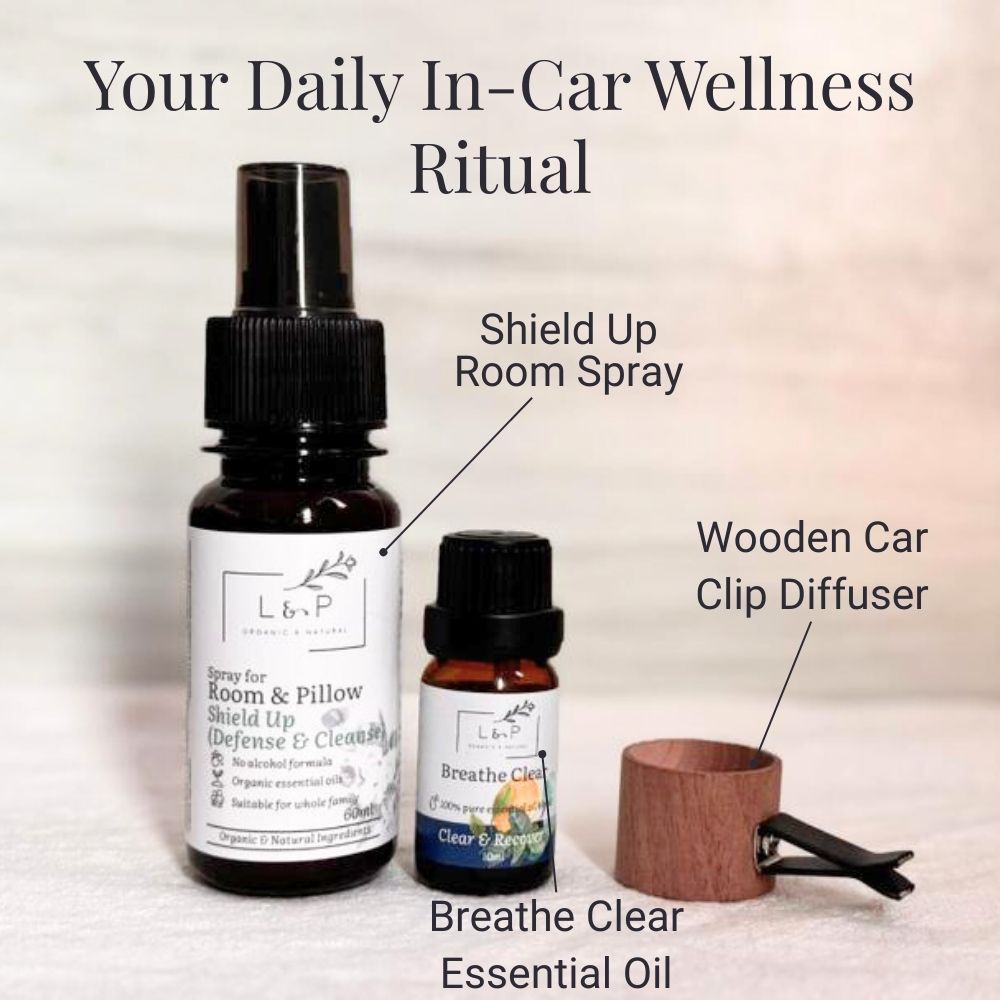 Aromatherapy Wooden Car Diffuser Set, L&P Organic and Natural