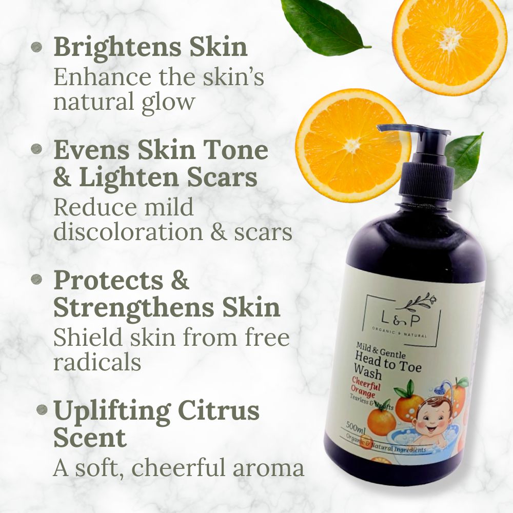 Mild & Gentle Head to Toe Wash, Cheerful Orange, Uplifts, Tearless, L&P Organic and Natural