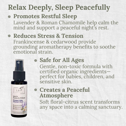 Room & Pillow Spray, Dream Calm, Unwind, Rest, L&P Organic and Natural