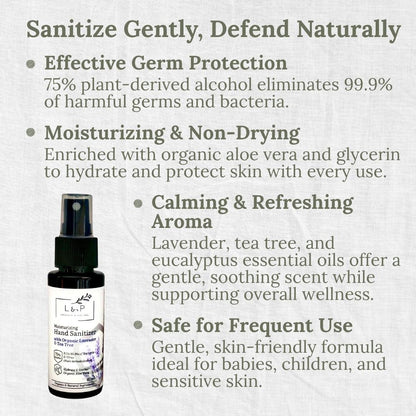 Moisturizing Hand Sanitizer, Lavender & Tea Tree, Anti-microbial, Moisturizing, L&P Organic and Natural