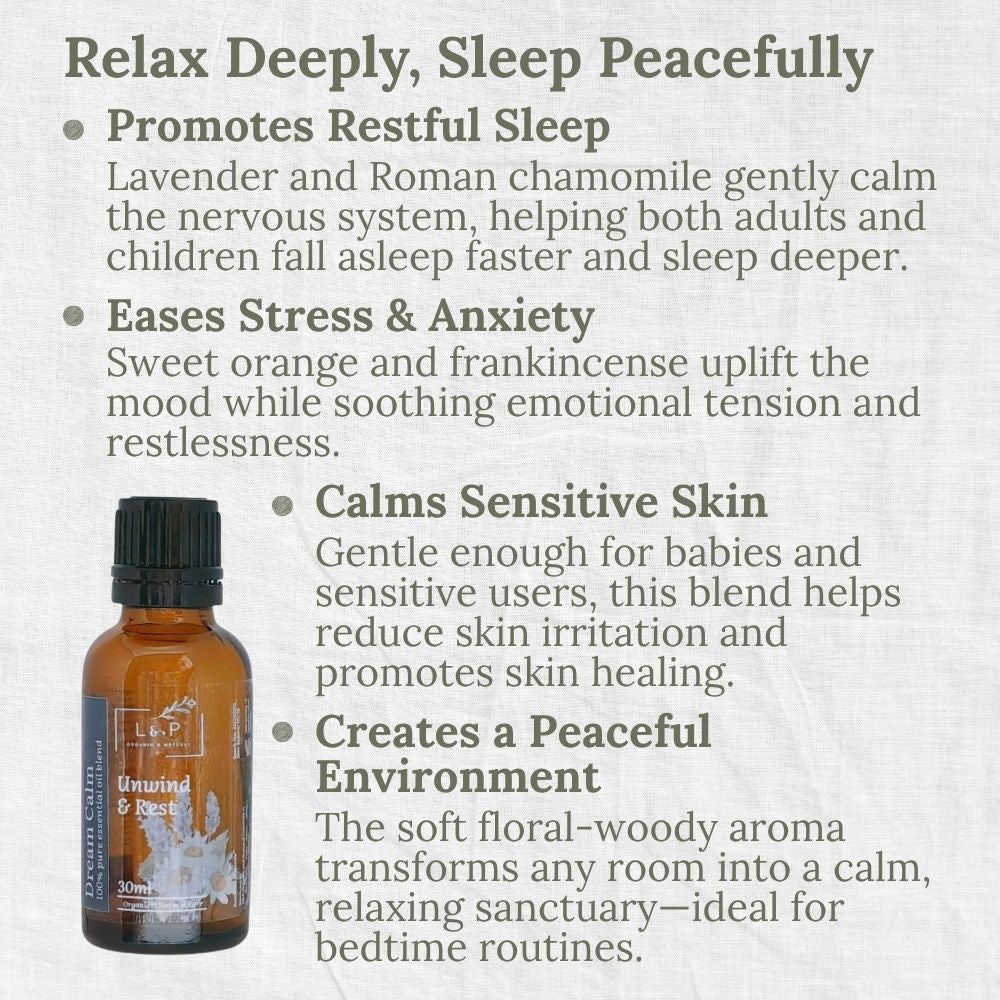 Organic Essential Oil Blend, Dream Calm, Unwind, Rest, L&P Organic and Natural