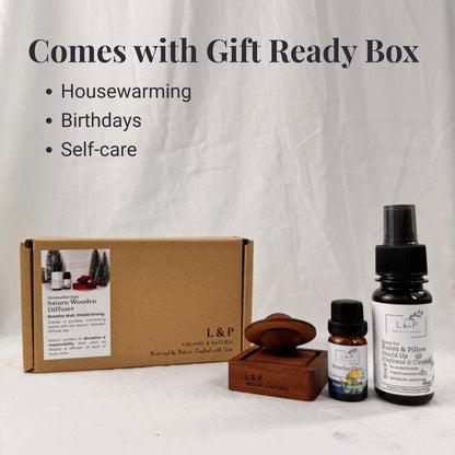 Aromatherapy Wooden Saturn Diffuser Set, L&P Organic and Natural