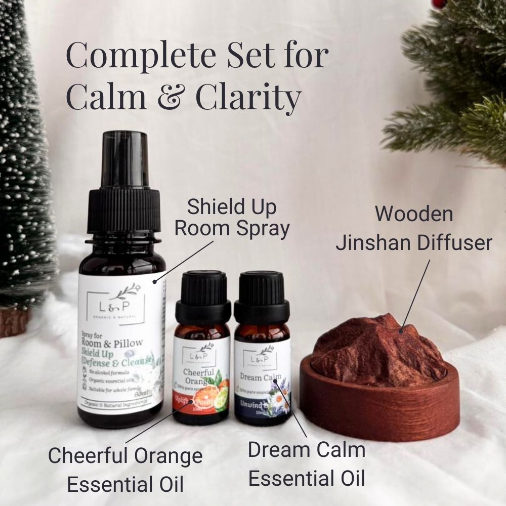 Aromatherapy Wooden Mountain Calm (Jinshan) Diffuser Set, L&P Organic and Natural