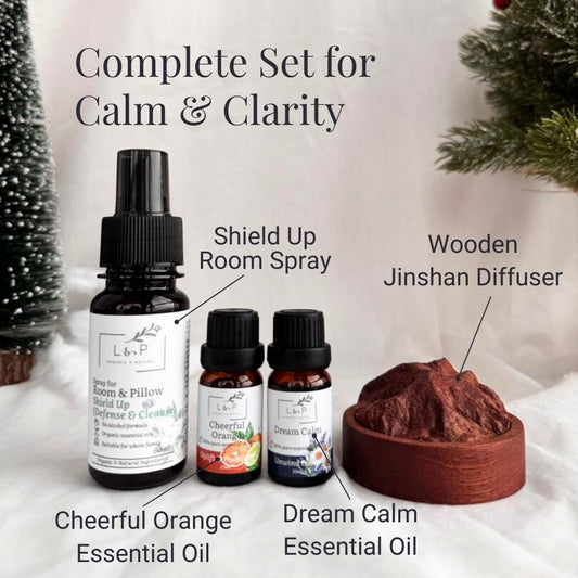 Aromatherapy Wooden Mountain Calm (Jinshan) Diffuser Set, L&P Organic and Natural