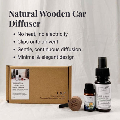 Aromatherapy Wooden Car Diffuser Set, L&P Organic and Natural