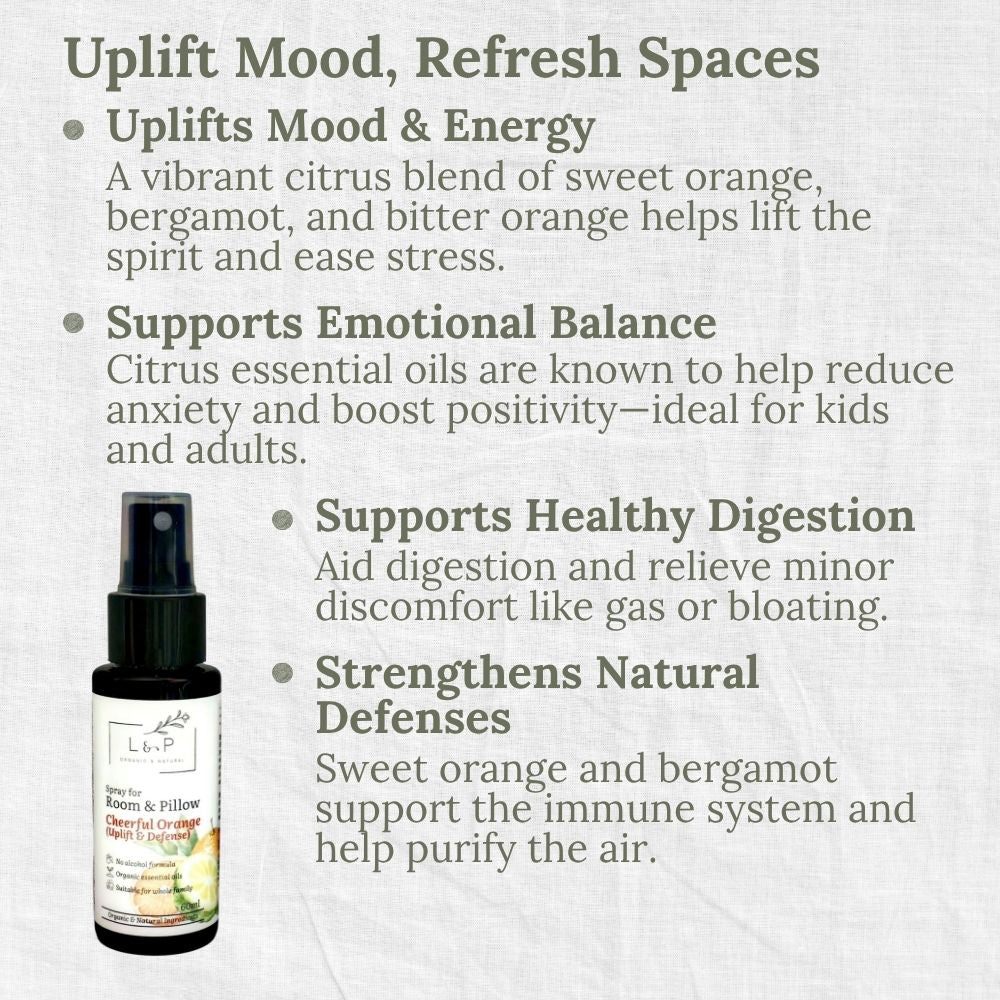 Room & Pillow Spray, Cheerful Orange, Uplift, Defense, L&P Organic and Natural