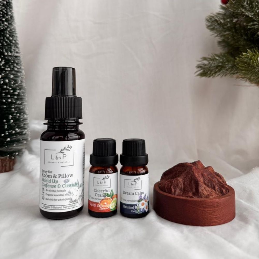 Aromatherapy Wooden Mountain Calm (Jinshan) Diffuser Set, L&P Organic and Natural