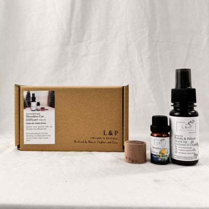 Aromatherapy Wooden Car Diffuser Set, L&P Organic and Natural