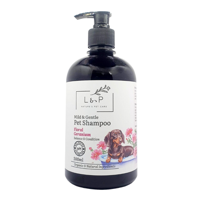 Mild & Gentle Pet Shampoo, Floral Geranium, L&P Organic and Natural