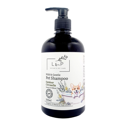 Mild & Gentle Pet Shampoo, Outdoor Citronella, L&P Organic and Natural