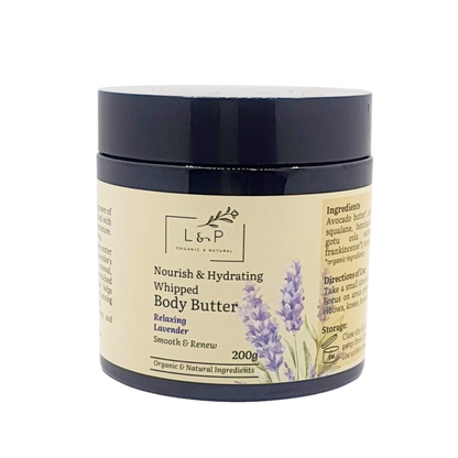Nourish & Hydrating Whipped Body Butter, Relaxing Lavender, L&P Organic and Natural